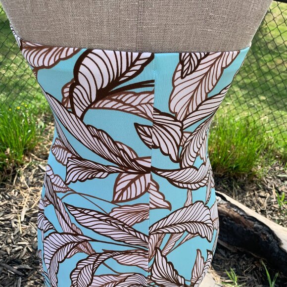 Vintage Y2K XOXO Strapless Jersey Knit Tropical Print Maxi Dress - Picture 9 of 16